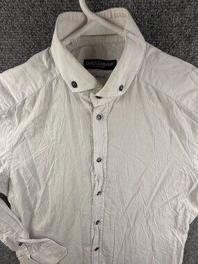 Dolce & Gabbana Gold Long Sleeve Button Up Shirt Men Size 15.75 (40) Designer